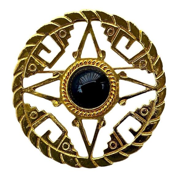 😍2/$20 Vintage Collectible 4 Corner Star Divine Protection Disc Brooch - Picture 1 of 5